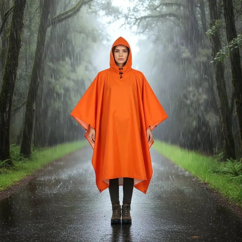 Orange Lightweight Camping Poncho By Danoz Outdoors – Versatile Raincape, Tarp & Floor Cover 1