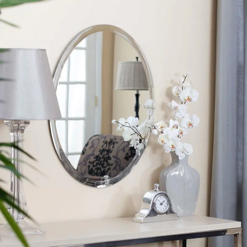 Oval Beveled Vanity Mirror – 36-Inch Frameless Wall-Mounted Bathroom Accent 1