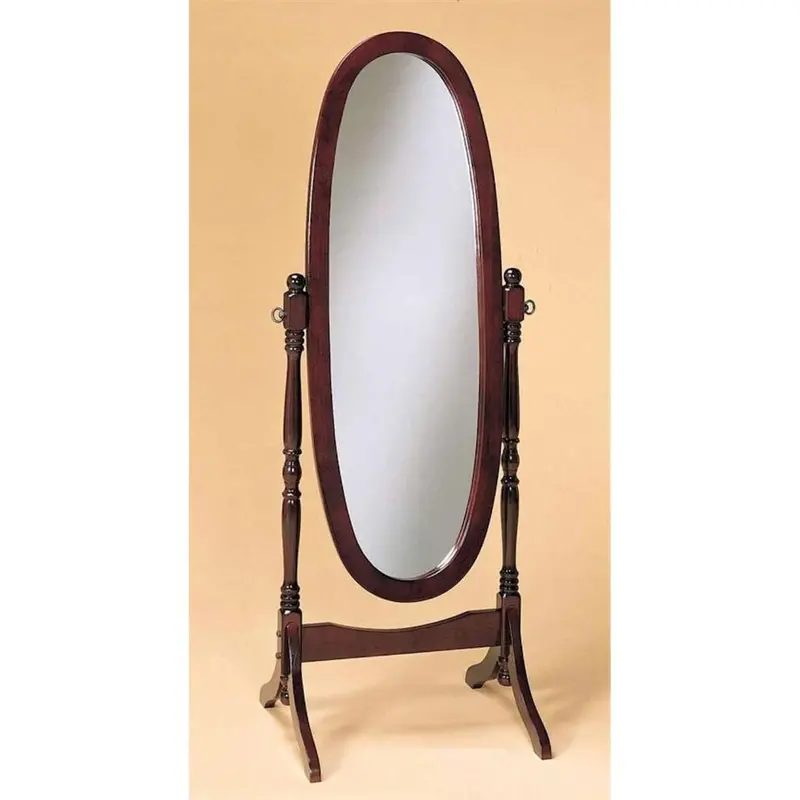 Oval Cheval Mirror In Cherry Finish – Full-Length Solid Wood Floor Standing Mirror 1