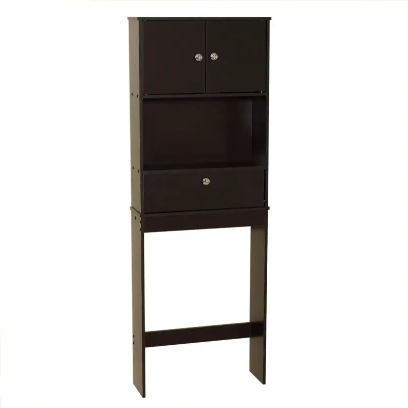 Over-Toilet Bathroom Storage Cabinet In Espresso Finish – Space-Saving Vertical Design 1