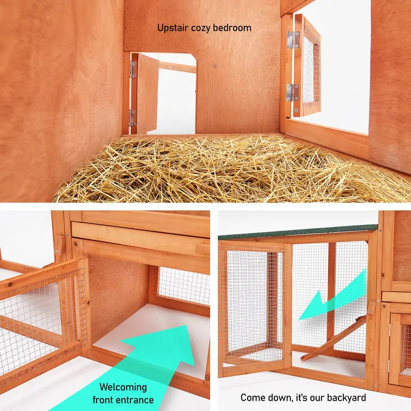 Paw Mate Two-Tier Rabbit Hutch – 204Cm Outdoor Chicken Coop With Run Enclosure 1
