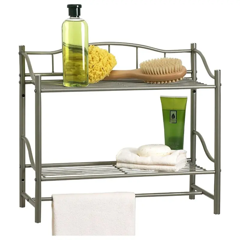 Pearl Nickel Wall Shelf For Bathrooms – Sleek Floating Storage Organizer 1