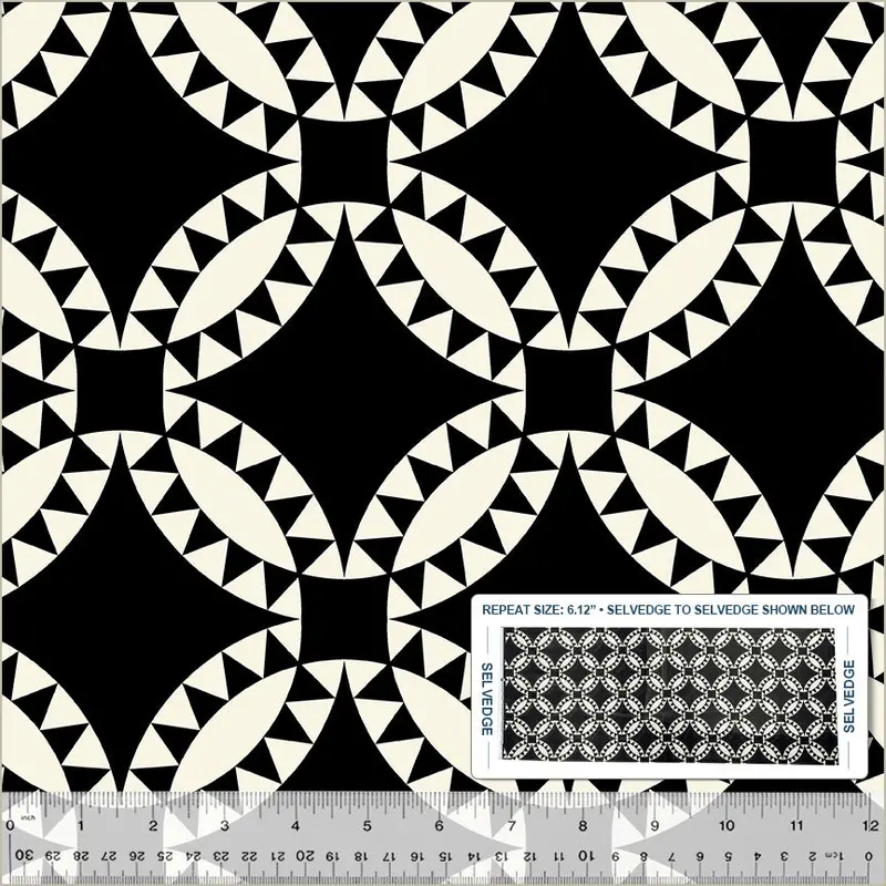Perfect Points Black-And-White Pickle Dish Quilting Cotton (54225-1) 1