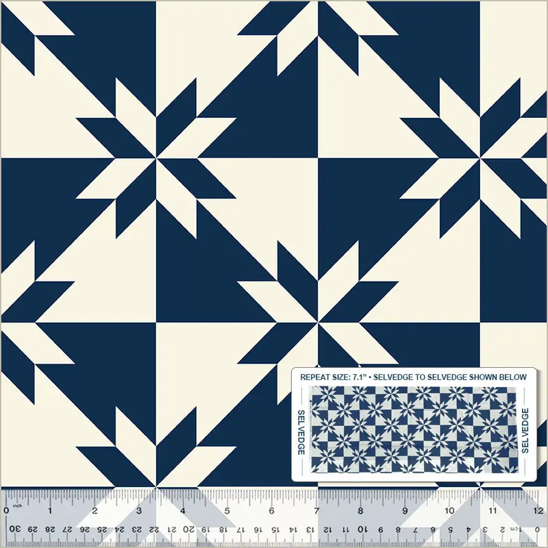 Perfect Points Indigo Hunter’S Star Quilting Fabric (54226-3) 1