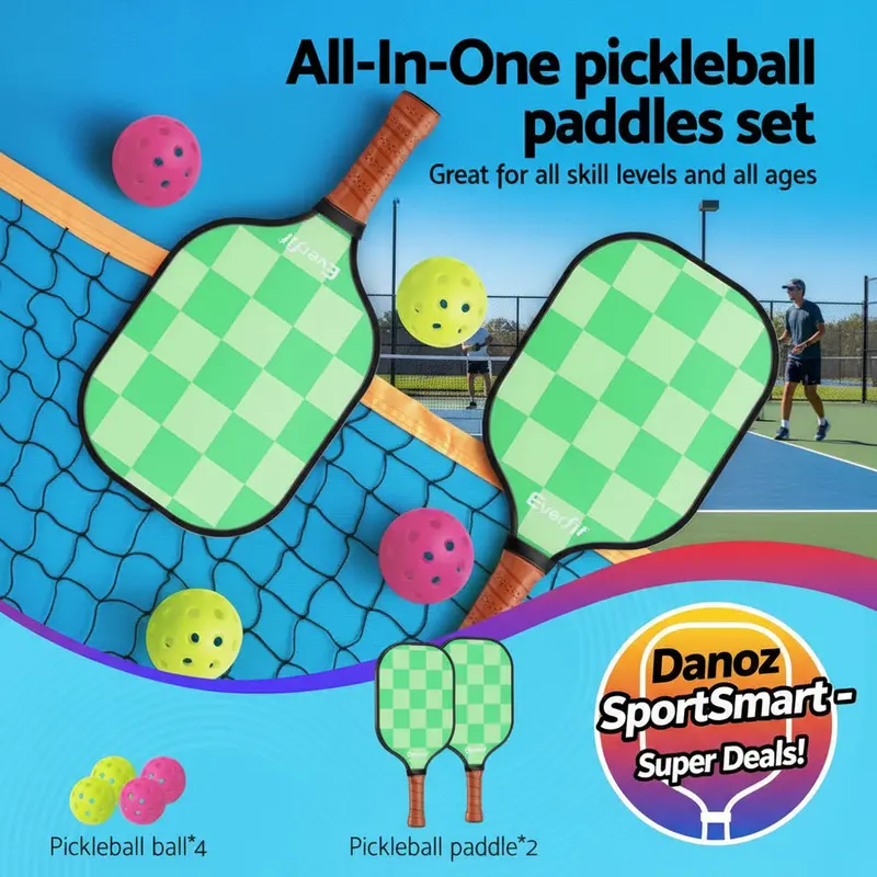 Pickleball Paddle Set – 2 Fiberglass Rackets + Balls & Carry Bag (Tournament-Ready Kit) 1