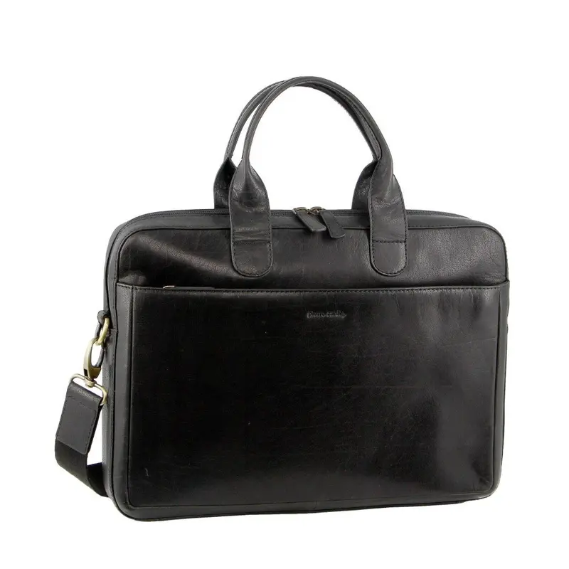 Pierre Cardin Men'S Italian Leather Laptop Computer Bag – Sleek Black Design 1