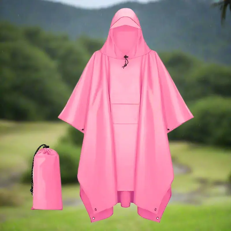 Pink Portable Camping Poncho By Danoz Outdoors – Multi-Use Rain Cape, Ground Tarp & Emergency Shelter 1
