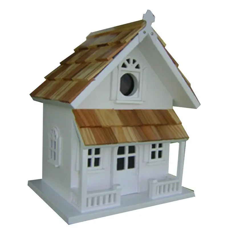 Pre-Assembled White Victorian Cottage-Style Wooden Birdhouse 1