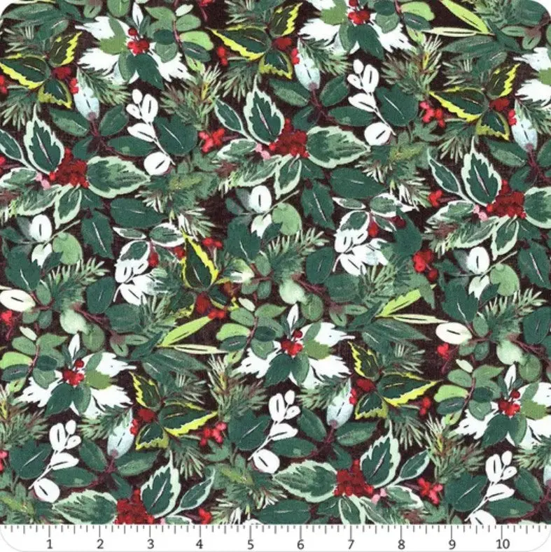Pwth160 Green Christmas-Themed Fabric Print 1
