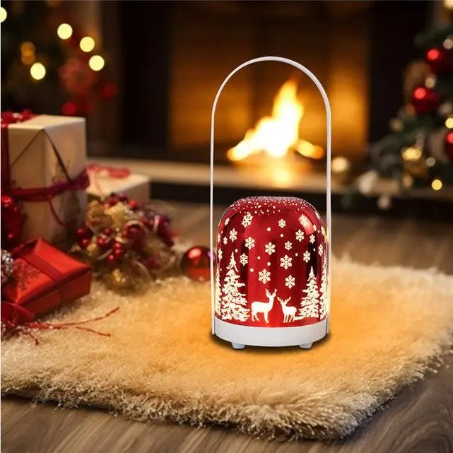 Red Portable Christmas Led Lantern Featuring Dimmable Light, Triple Color Temperature, 5200Mah Rechargeable Battery & Memory Recall 1