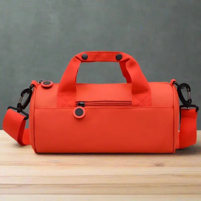Red Waterproof Oxford Cylindrical Travel Bag By Danoz Fashion – Bold, High-Visibility Travel Tote With Secure Closure 1