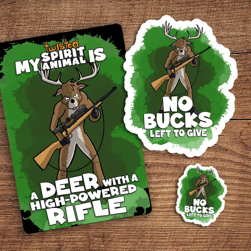 Rifle-Wielding Deer Sticker Set 1