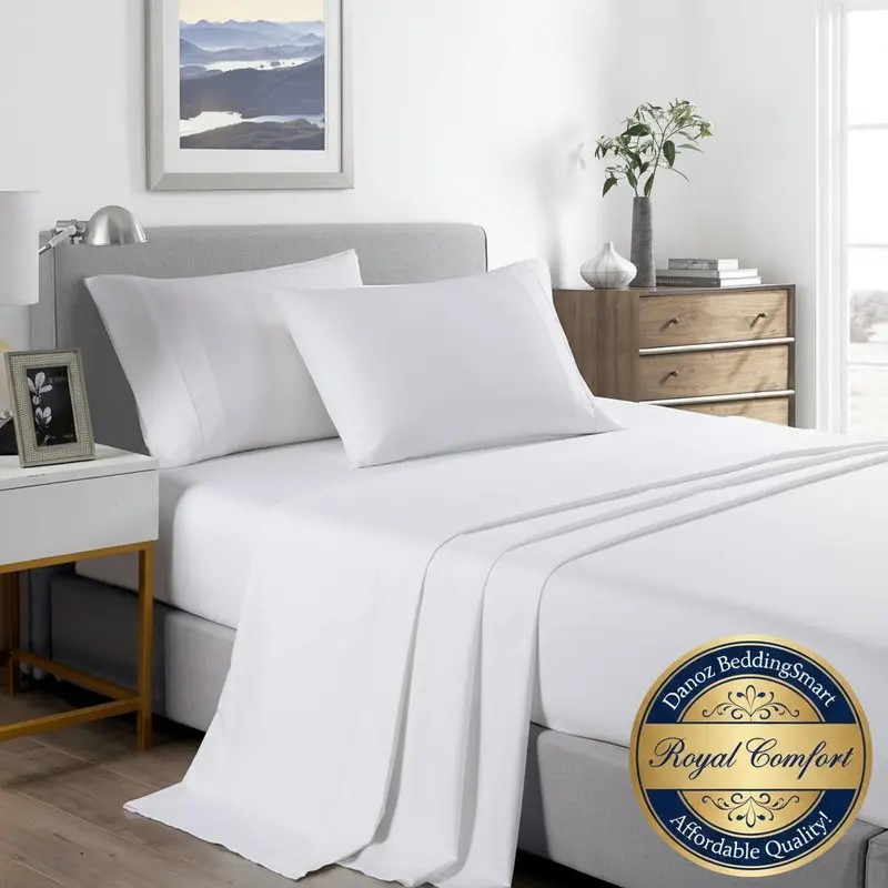Royal Comfort 2000Tc Bamboo Cooling Sheet Set – King, Pure White 1
