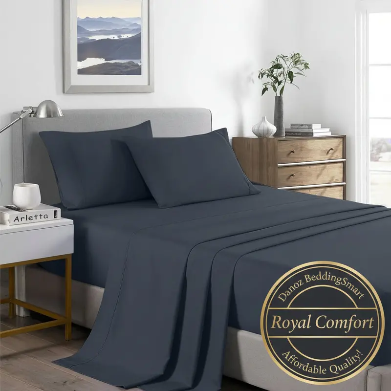 Royal Comfort 2000Tc Bamboo Cooling Sheet Set – Single, Charcoal Hue 1