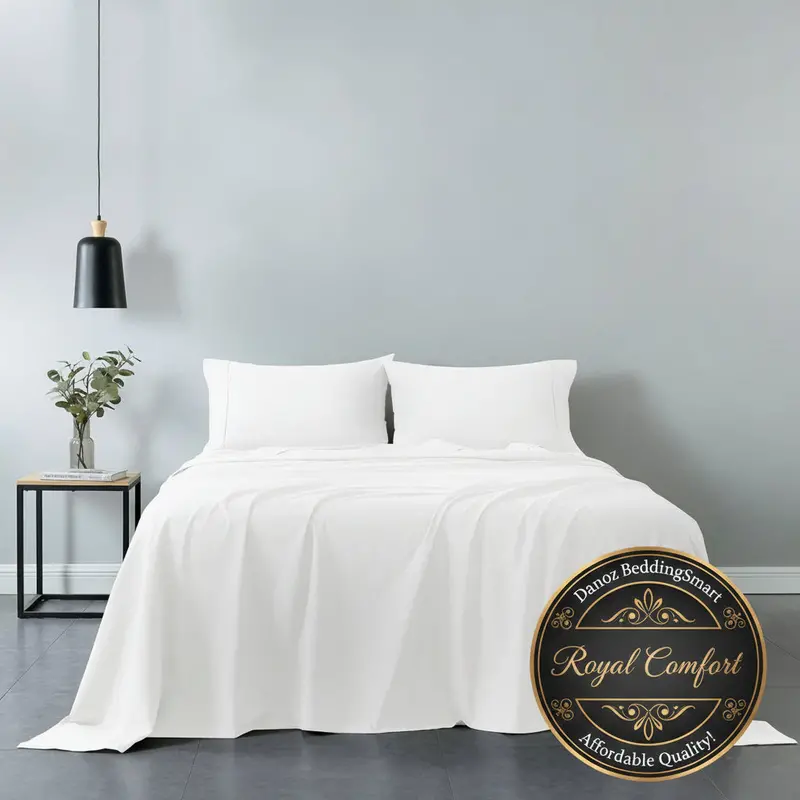 Royal Comfort Vintage-Washed 100% Cotton Sheet Set – King, Crisp White 1