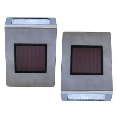 Set Of Two Solar-Powered Stainless Steel Wall-Mounted Led Lights 1