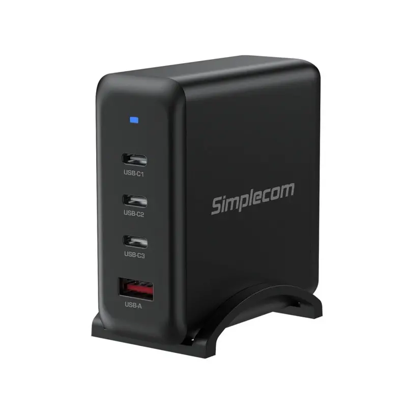 Simplecom Cu400 Gan 100W 4-Port Fast Charger: 3X Usb-C + 1X Usb-A For Laptops, Tablets & Phones 1