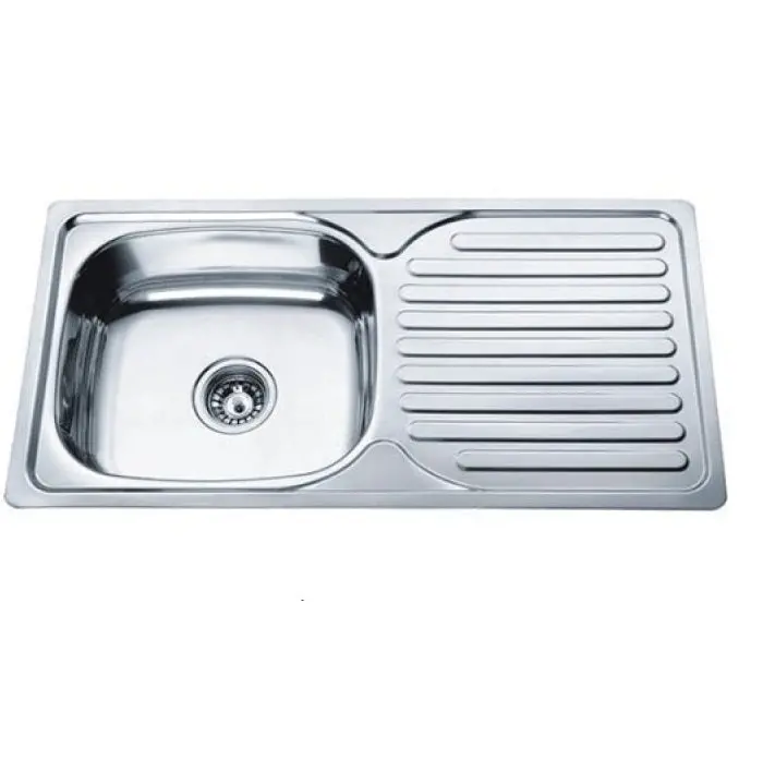 Single-Bowl Stainless Steel Kitchen Sink With Integrated Drain Tray 1