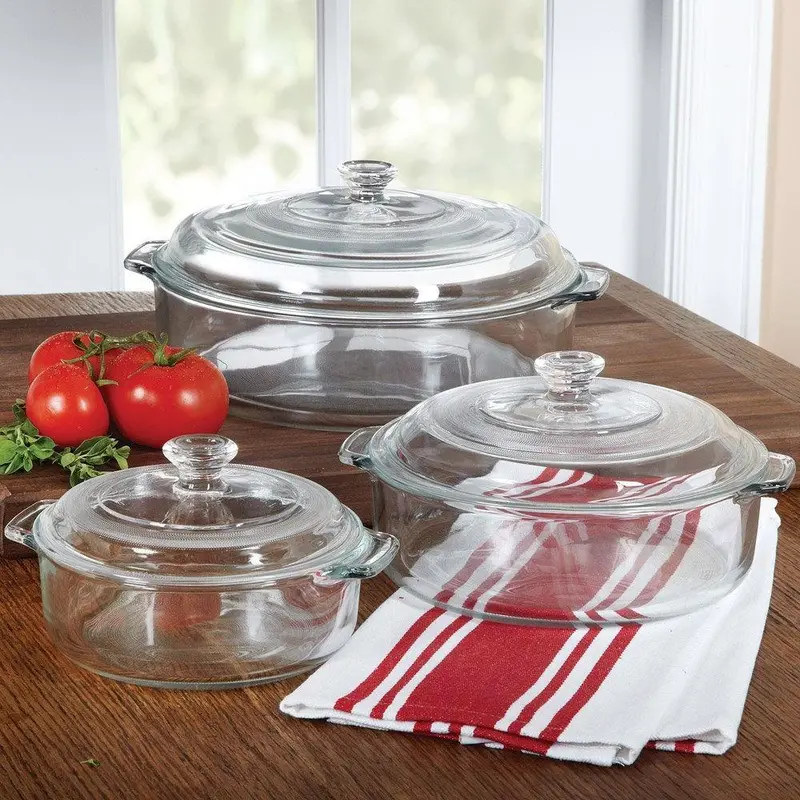 Six-Piece Round Glass Casserole Set With Tempered Lids – Oven-To-Table 1