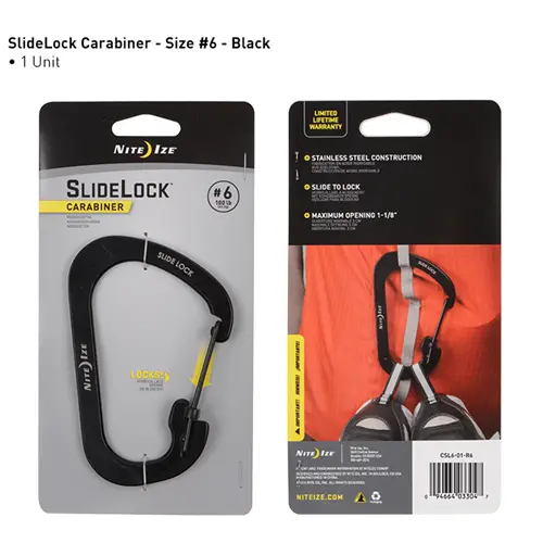 Slidelock Carabiner #6 – Heavy-Duty Black Anodized 1