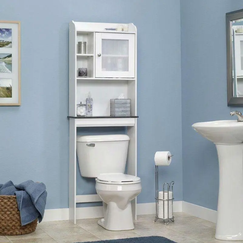 Space-Efficient Over-Toilet Bathroom Cabinet In White With Two Adjustable Shelves 1