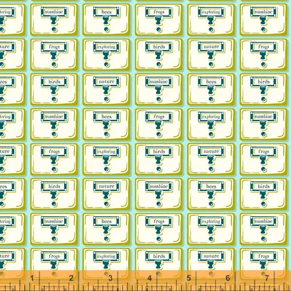 Summer School Card Catalog Themed Fabric 1