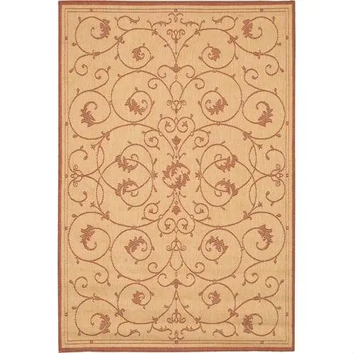 Terracotta Floret Vines Area Rug – 2' X 3'9" Indoor/Outdoor Botanical Accent Piece 1