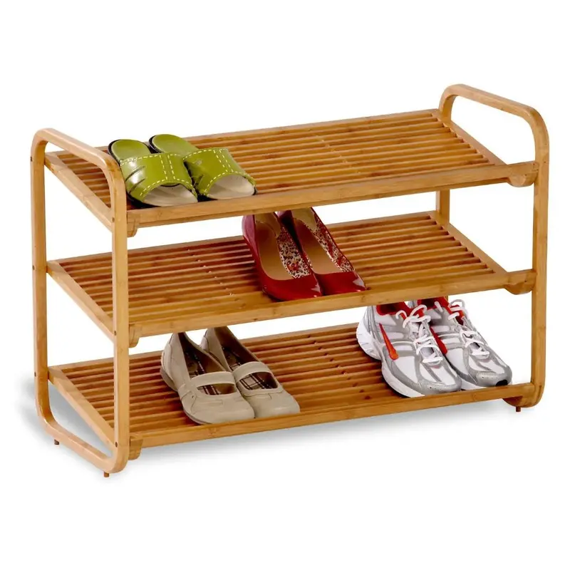 Three-Tier Bamboo Shoe Rack – Compact Storage For 9–12 Pairs 1