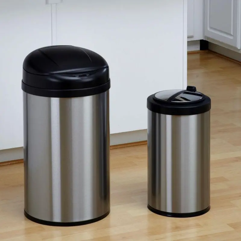 Touchless Stainless Steel Trash Can Set – 3-Gallon And 10-Gallon Models 1