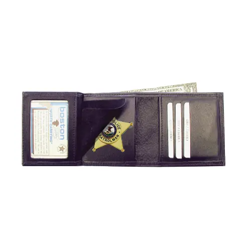 Tri-Fold Badge Wallet With Rfid-Safe Compartment 1