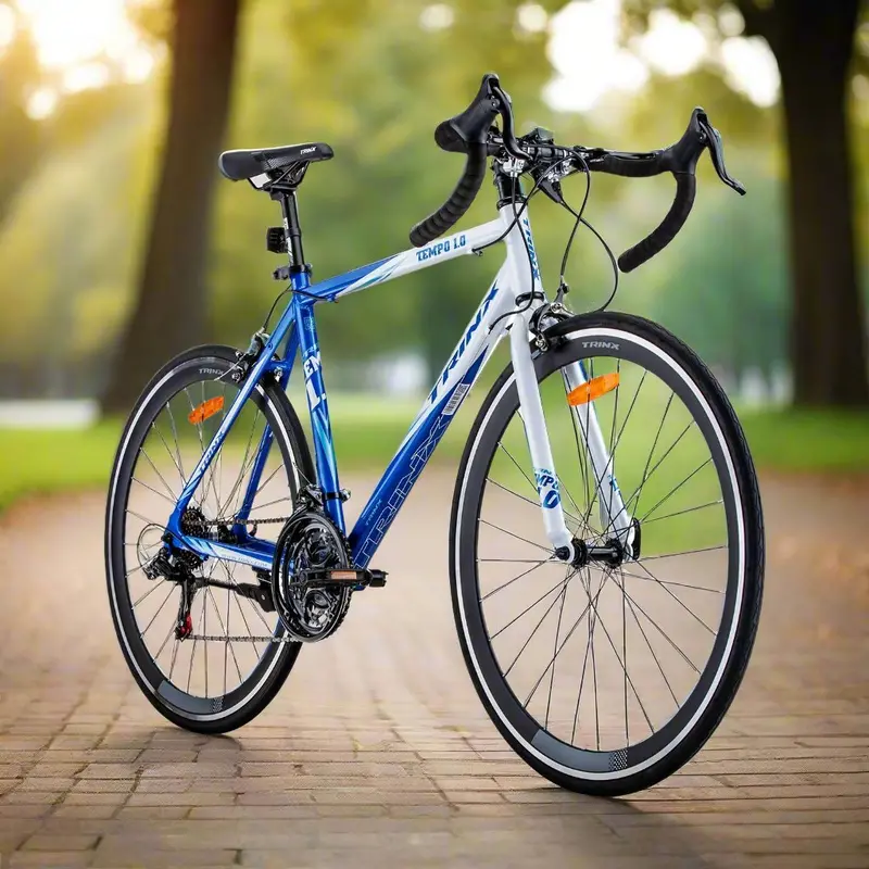 Trinx Tempo1.0 Road Bike – 700C Racing Bicycle With Shimano 21-Speed Drivetrain (59 Cm Frame, Blue/White) 1
