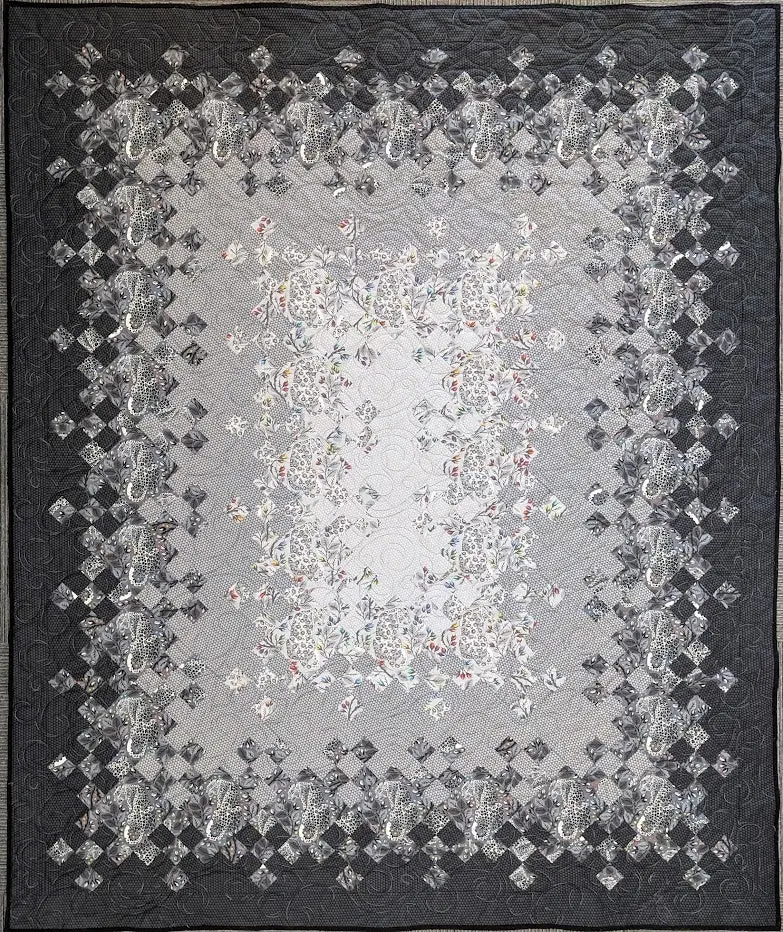 Tula Pink Luminous Nine-Patch Quilt Top – 75" X 92" 1