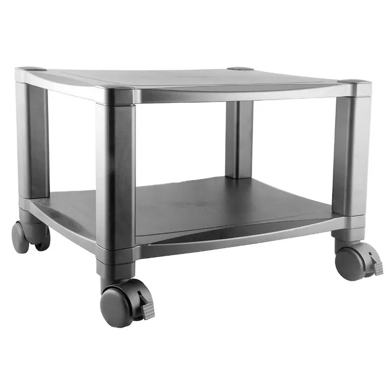 Two-Tier Rolling Printer Stand – Heavy-Duty Black Cart With Locking Casters 1