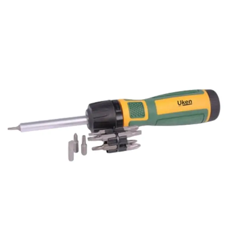 Uken 12-In-1 Ratcheting Screwdriver Set With Interchangeable Bits 1