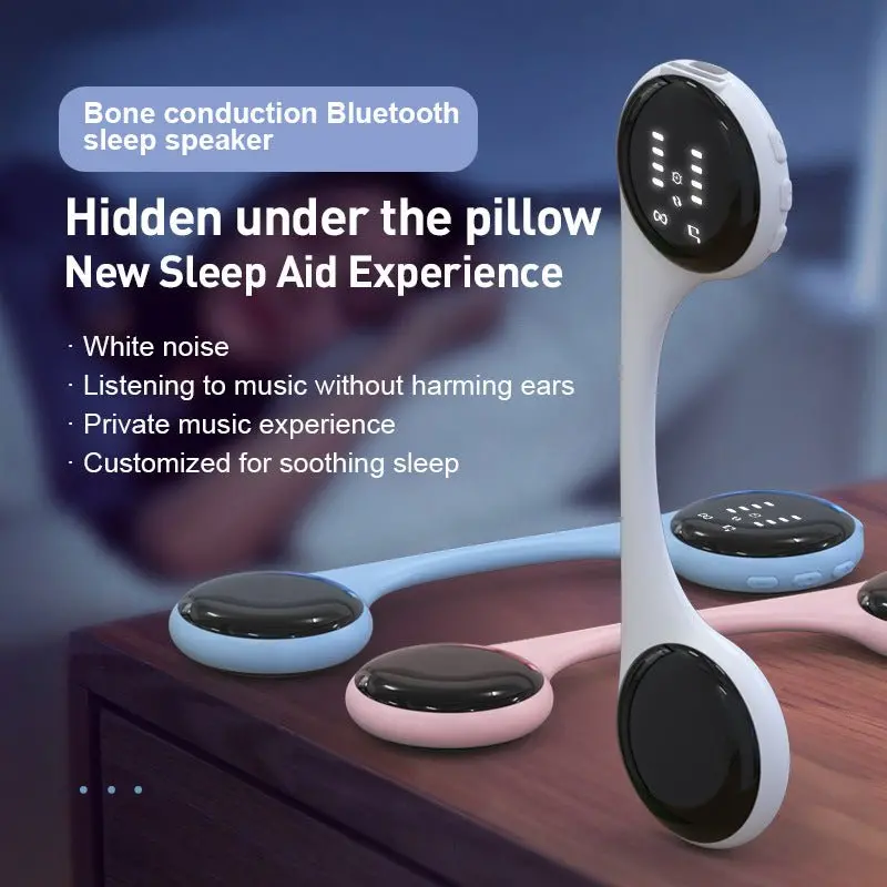 Under-Pillow Bone Conduction Sleep Speaker – Bluetooth 5.4, White Noise, Tf Card & Timer (Blue) 1