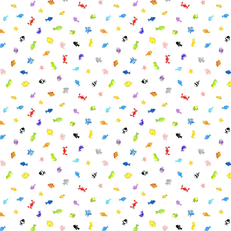 Under The Sea Mini Fish Print Fabric – All-Over Tiny Fish Pattern (Sb20445-999) 1
