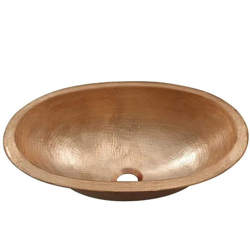 Unfinished 19-Inch Oval Copper Bathroom Sink – Rustic Industrial Vanity Fixture 1