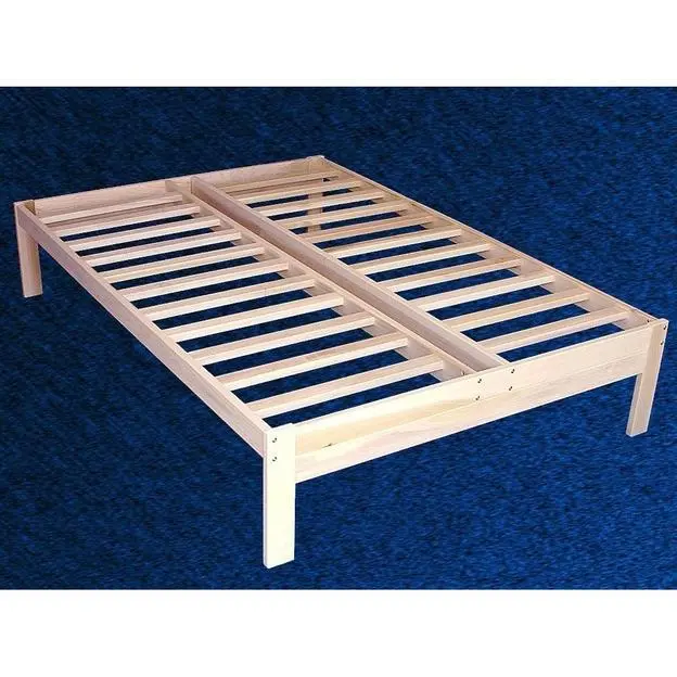 Unfinished Full-Size Wooden Platform Bed Frame Featuring Solid Slats 1