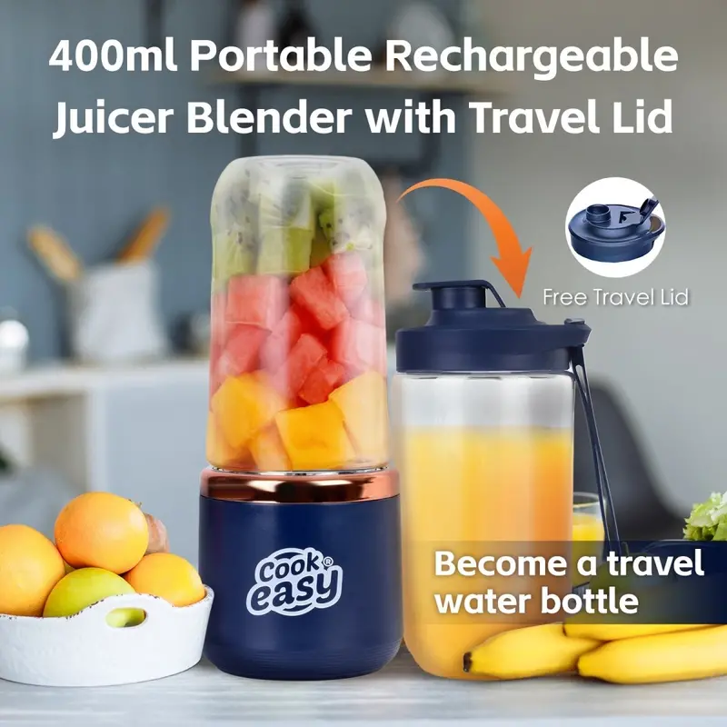 Usb-C Rechargeable Portable Juicer By Danoz Direct – 400Ml Personal Blender With Travel Lid 1