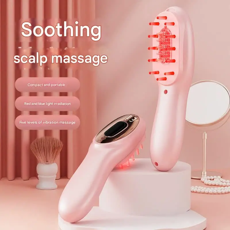 Usb Scalp Massager Comb – Red & Blue Light Therapy, 5 Vibration Settings & Liquid Dispenser (White) 1