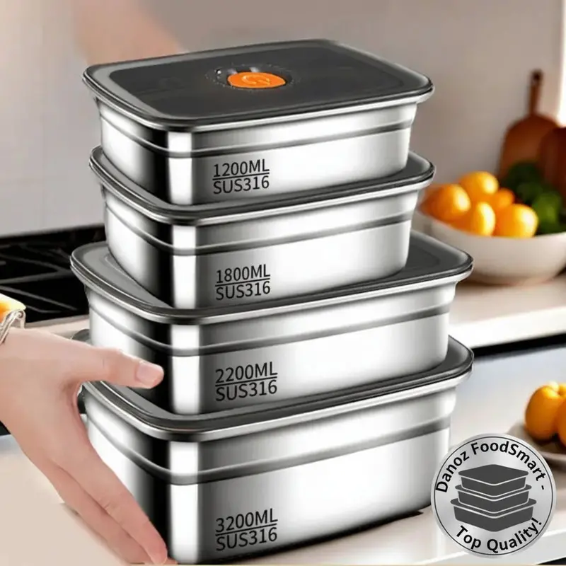 Vacuum-Seal Food Storage Containers – 316L Stainless Steel Bento Boxes, Leak-Proof – Foodsmart 1