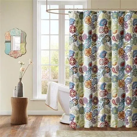 Vibrant Floral Paisley Shower Curtain – Contemporary Bathroom Linen 1