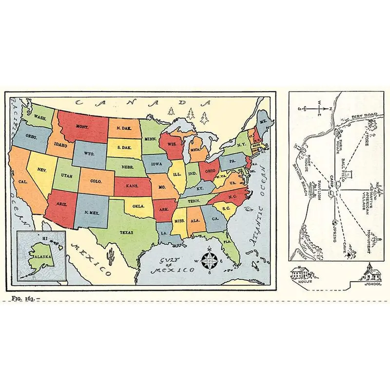 Vintage-Inspired Usa Map Fabric Panel Pd14956 1