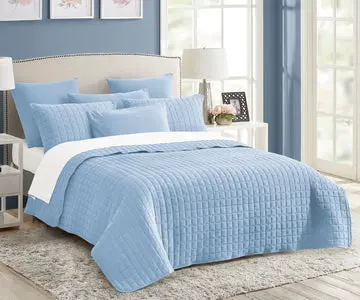 Vintage Stone-Wash 7-Piece Comforter Set – Queen Size, Soft Blue Tone 1
