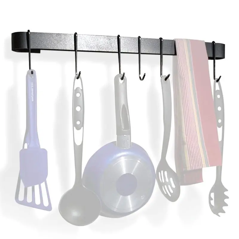 Wall-Mounted Kitchen Pot Organizer With 8 Heavy-Duty Hooks And Included Drywall Anchors 1