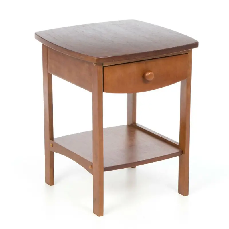 Walnut-Finish Nightstand – Single-Drawer Bedroom Side Table 1