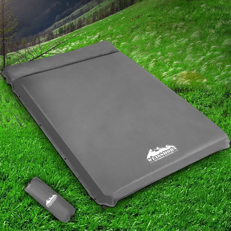 Weisshorn Double Self-Inflating Mattress – 10Cm Thick Camping Air Bed In Grey 1