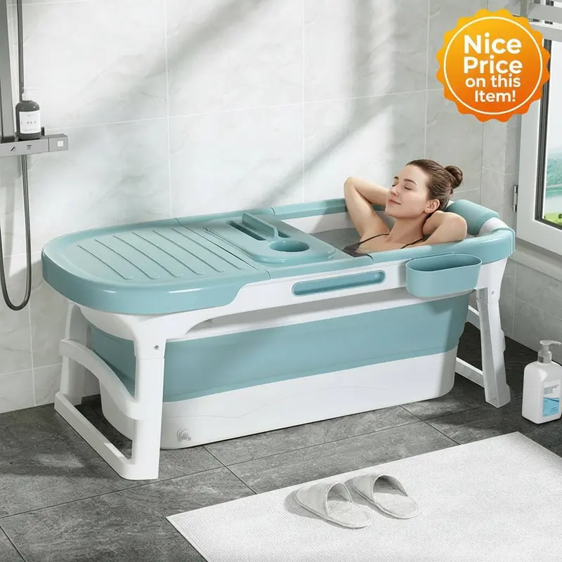 Weisshorn Foldable Bathtub – Portable Spa Tub With Cover, 136X62Cm 1