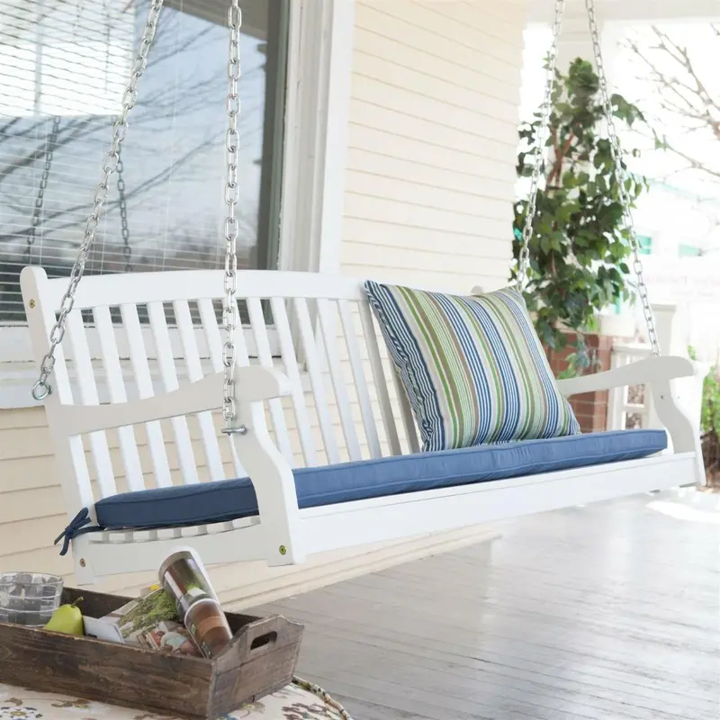 White-Finished 4-Foot Porch Swing For Outdoor Patios And Decks 1