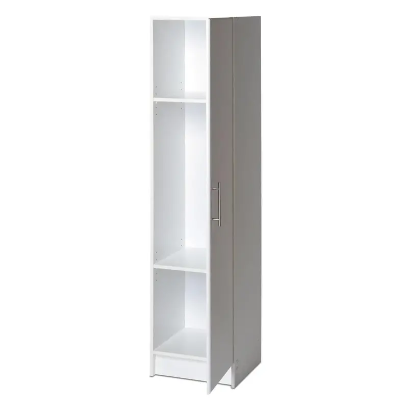 White Tall Utility Cabinet For Cleaning Supplies – Broom & Mop Organizer 1